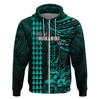 Personalized Hawaii Hauoli Makahiki Hou Hoodie Lono Hawaiian God Kakau Polynesian Tribal Turquoise LT05 - Polynesian Pride