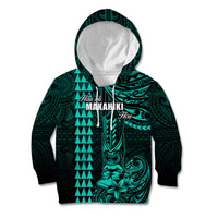 Personalized Hawaii Hauoli Makahiki Hou Kid Hoodie Lono Hawaiian God Kakau Polynesian Tribal Turquoise LT05 Hoodie Turquoise - Polynesian Pride