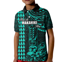 Personalized Hawaii Hauoli Makahiki Hou Kid Polo Shirt Lono Hawaiian God Kakau Polynesian Tribal Turquoise LT05 Kid Turquoise - Polynesian Pride