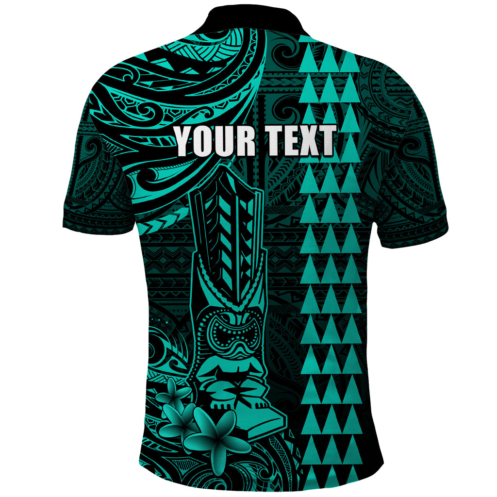 Personalized Hawaii Hauoli Makahiki Hou Polo Shirt Lono Hawaiian God Kakau Polynesian Tribal Turquoise LT05 - Polynesian Pride