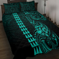 Hawaii Hauoli Makahiki Hou Quilt Bed Set Lono Hawaiian God Kakau Polynesian Tribal Turquoise LT05 - Polynesian Pride