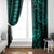 Hawaii Hauoli Makahiki Hou Window Curtain Lono Hawaiian God Kakau Polynesian Tribal Turquoise LT05 - Polynesian Pride