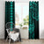 Hawaii Hauoli Makahiki Hou Window Curtain Lono Hawaiian God Kakau Polynesian Tribal Turquoise LT05 - Polynesian Pride