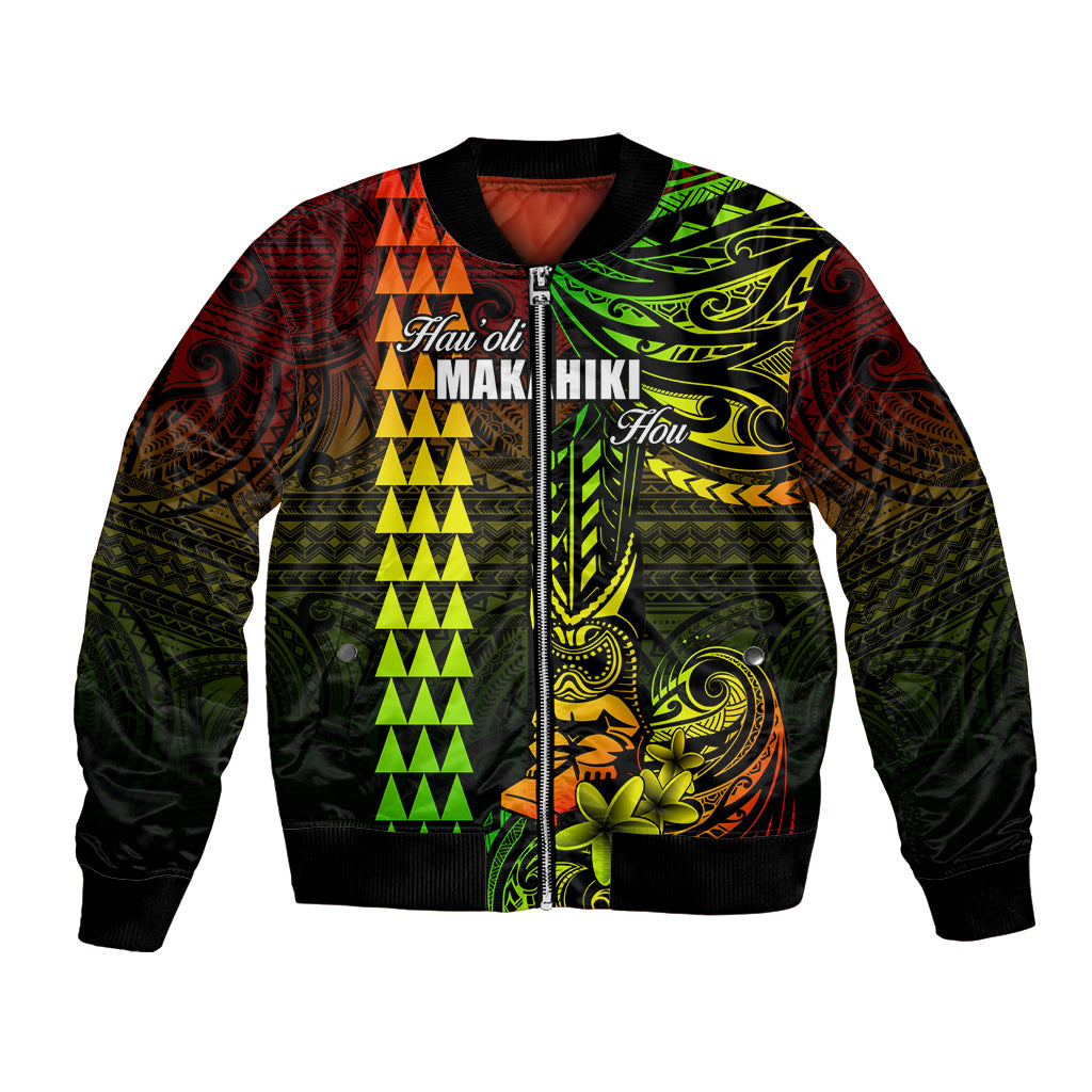 Personalized Hawaii Hauoli Makahiki Hou Bomber Jacket Lono Hawaiian God Kakau Polynesian Tribal Reggae LT05 Unisex Reggae - Polynesian Pride