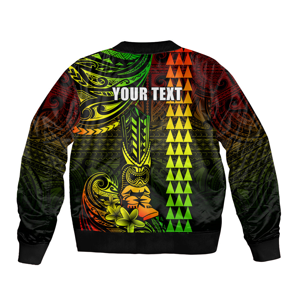 Personalized Hawaii Hauoli Makahiki Hou Bomber Jacket Lono Hawaiian God Kakau Polynesian Tribal Reggae LT05 - Polynesian Pride
