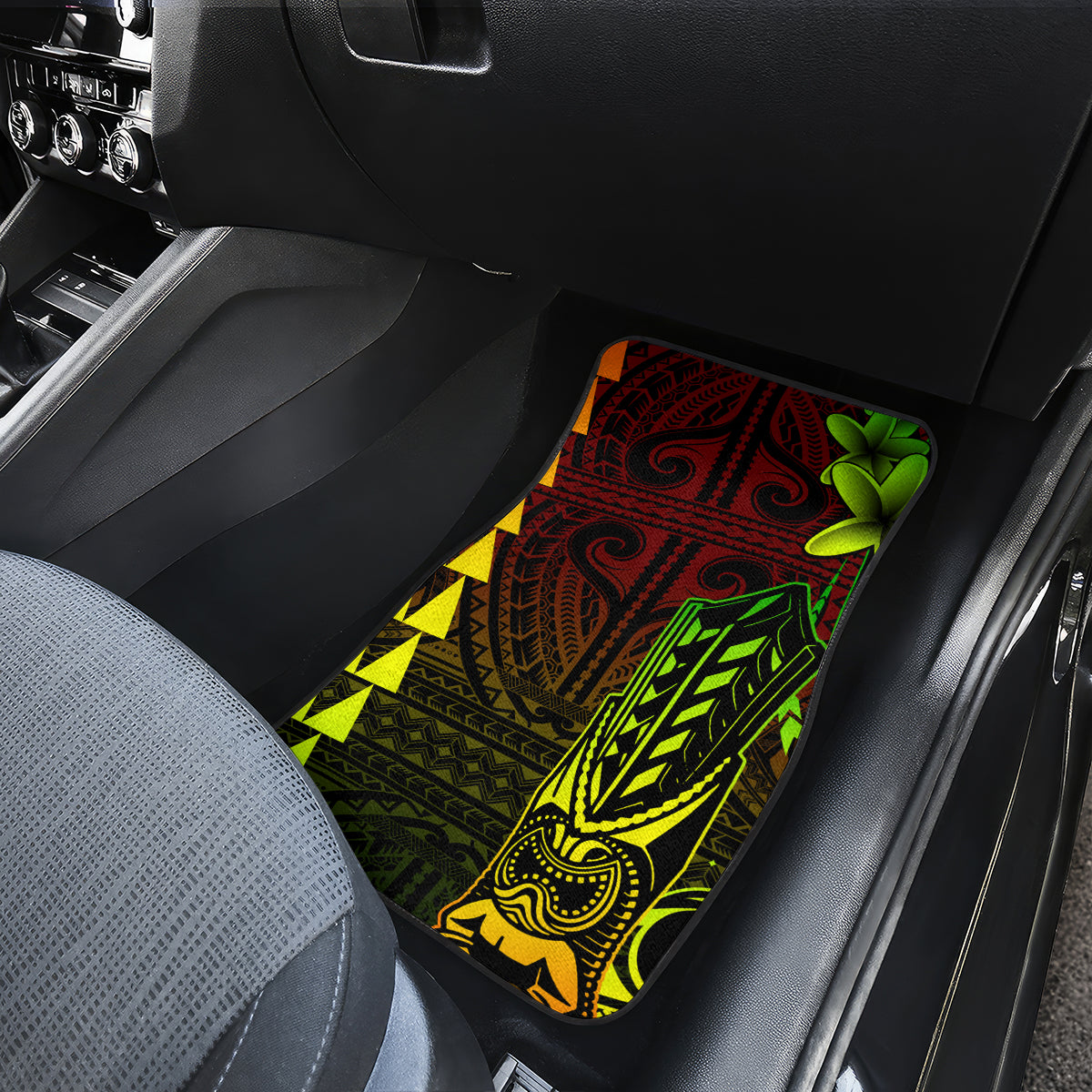 Hawaii Hauoli Makahiki Hou Car Mats Lono Hawaiian God Kakau Polynesian Tribal Reggae LT05 - Polynesian Pride