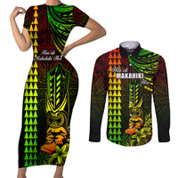 Personalized Hawaii Hauoli Makahiki Hou Couples Matching Short Sleeve Bodycon Dress and Long Sleeve Button Shirts Lono Hawaiian God Kakau Polynesian Tribal Reggae LT05 Reggae - Polynesian Pride