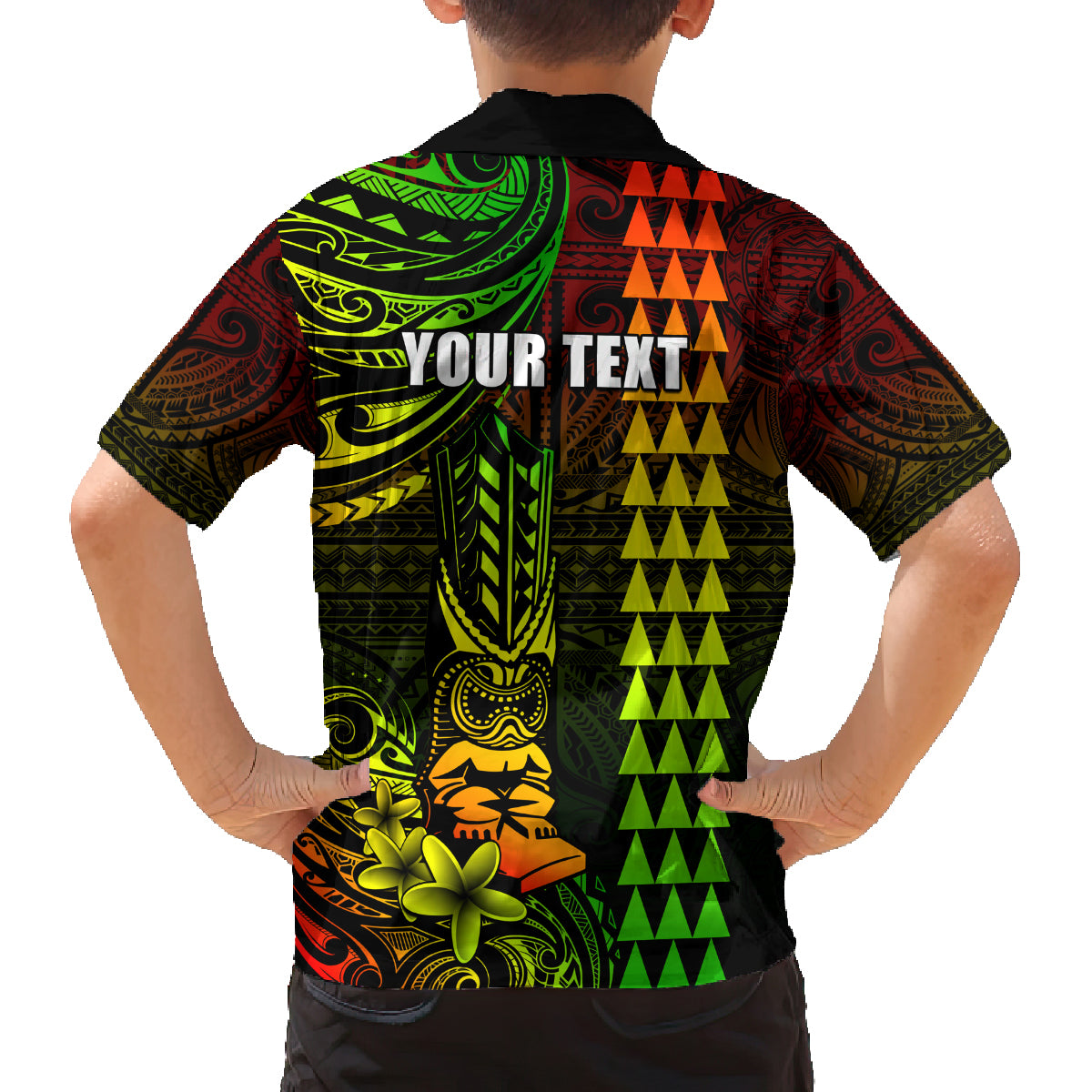 Personalized Hawaii Hauoli Makahiki Hou Family Matching Off Shoulder Long Sleeve Dress and Hawaiian Shirt Lono Hawaiian God Kakau Polynesian Tribal Reggae LT05 - Polynesian Pride