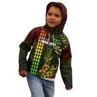 Personalized Hawaii Hauoli Makahiki Hou Kid Hoodie Lono Hawaiian God Kakau Polynesian Tribal Reggae LT05 - Polynesian Pride