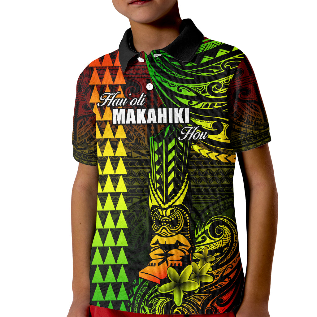 Personalized Hawaii Hauoli Makahiki Hou Kid Polo Shirt Lono Hawaiian God Kakau Polynesian Tribal Reggae LT05 Kid Reggae - Polynesian Pride