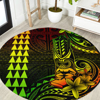 Hawaii Hauoli Makahiki Hou Round Carpet Lono Hawaiian God Kakau Polynesian Tribal Reggae LT05 Reggae - Polynesian Pride