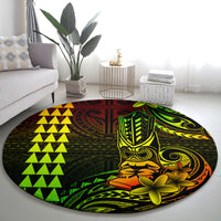 Hawaii Hauoli Makahiki Hou Round Carpet Lono Hawaiian God Kakau Polynesian Tribal Reggae LT05 - Polynesian Pride