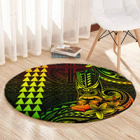 Hawaii Hauoli Makahiki Hou Round Carpet Lono Hawaiian God Kakau Polynesian Tribal Reggae LT05 - Polynesian Pride
