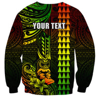 Personalized Hawaii Hauoli Makahiki Hou Sweatshirt Lono Hawaiian God Kakau Polynesian Tribal Reggae LT05 - Polynesian Pride