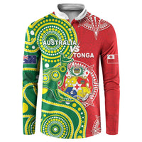 Custom Tonga Australia Rugby Button Sweatshirt Kangaroos And Tonga Mate Maa Together