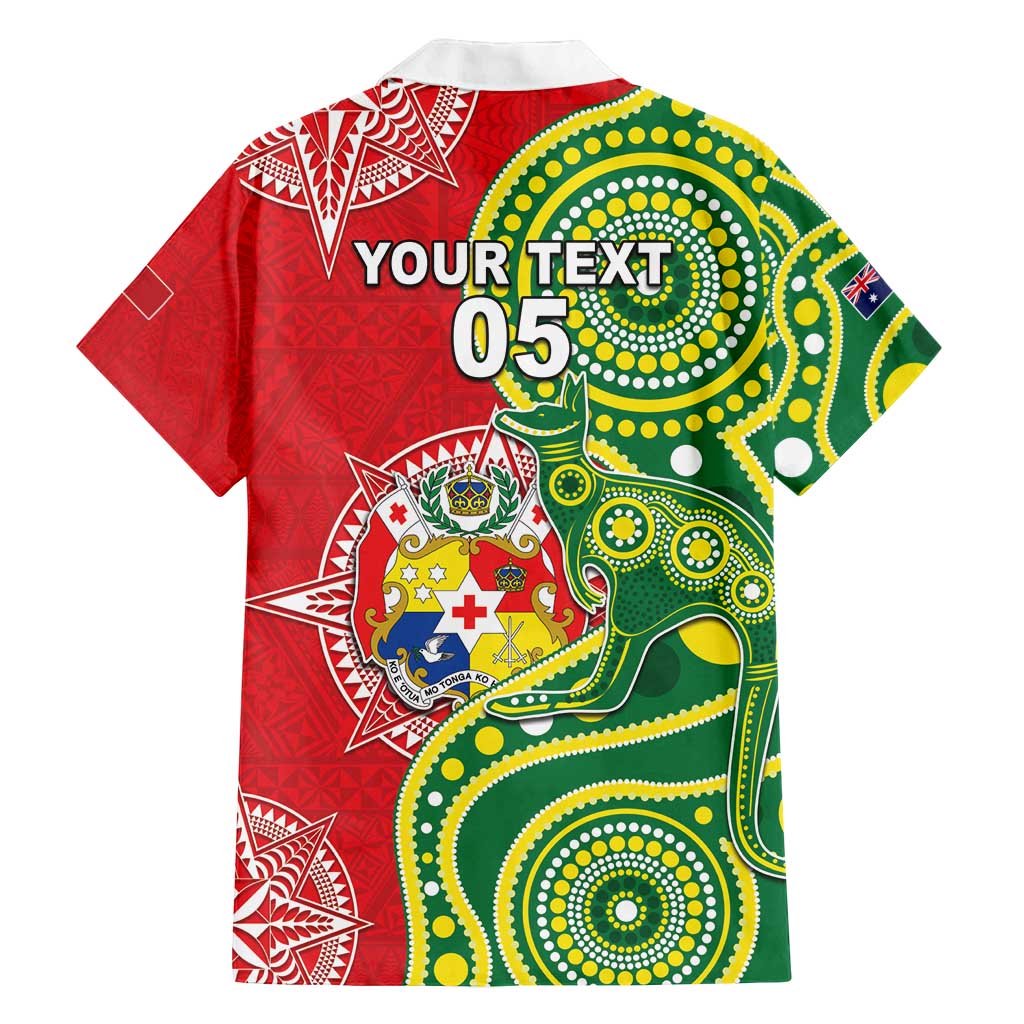 Custom Tonga Australia Rugby Family Matching Puletasi and Hawaiian Shirt Kangaroos And Tonga Mate Maa Together LT05 - Polynesian Pride