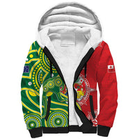 Custom Tonga Australia Rugby Sherpa Hoodie Kangaroos And Tonga Mate Maa Together LT05 Unisex Green - Polynesian Pride