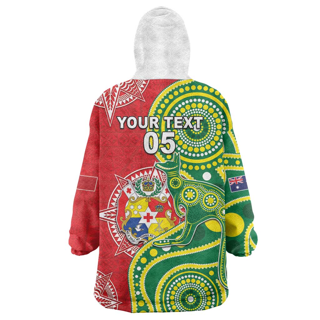 Custom Tonga Australia Rugby Wearable Blanket Hoodie Kangaroos And Tonga Mate Maa Together LT05 - Polynesian Pride