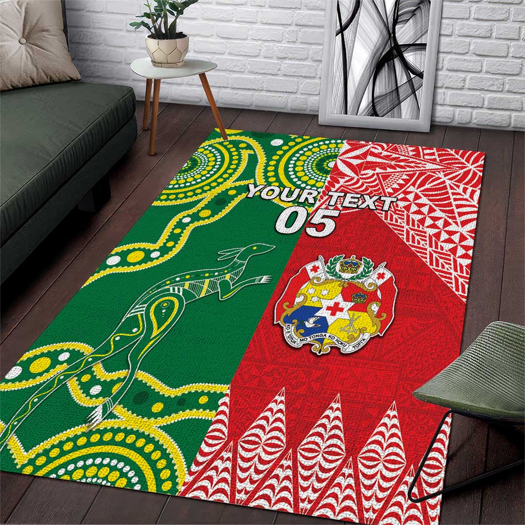 Custom Tonga XIII And Australia Kangaroos Area Rug Mate Maa Tongan Ngatu With Aboriginal