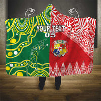Custom Tonga XIII And Australia Kangaroos Hooded Blanket Mate Maa Tongan Ngatu With Aboriginal