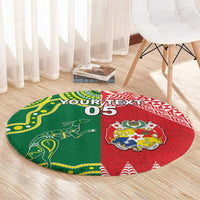 Custom Tonga XIII And Australia Kangaroos Round Carpet Mate Maa Tongan Ngatu With Aboriginal