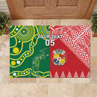 Custom Tonga XIII And Australia Kangaroos Rubber Doormat Mate Maa Tongan Ngatu With Aboriginal