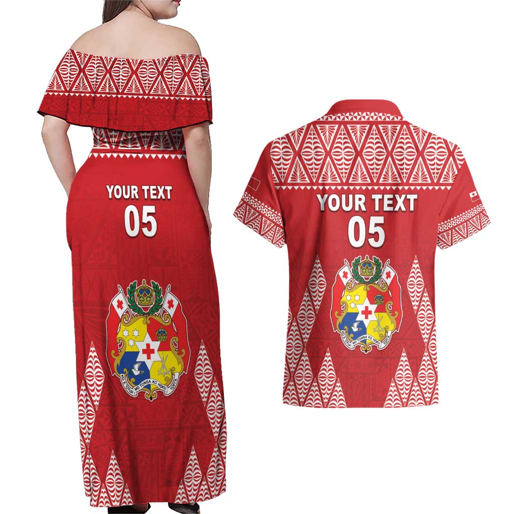 Custom Tonga Rugby Couples Matching Off Shoulder Maxi Dress and Hawaiian Shirt Tonga Mate Ma'a Take The Lead LT05 - Polynesian Pride