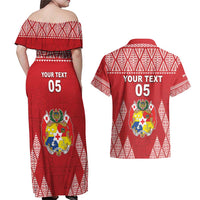 Custom Tonga Rugby Couples Matching Off Shoulder Maxi Dress and Hawaiian Shirt Tonga Mate Ma'a Take The Lead LT05 - Polynesian Pride
