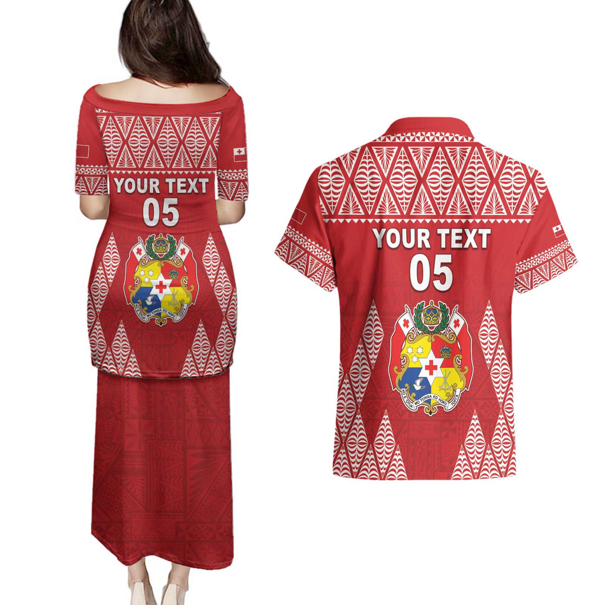 Custom Tonga Rugby Couples Matching Puletasi and Hawaiian Shirt Tonga Mate Ma'a Take The Lead