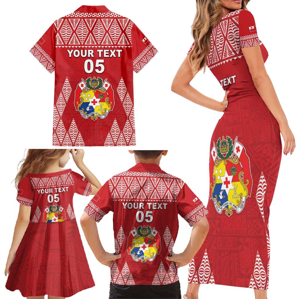 Custom Tonga Rugby Family Matching Short Sleeve Bodycon Dress and Hawaiian Shirt Tonga Mate Ma'a Take The Lead