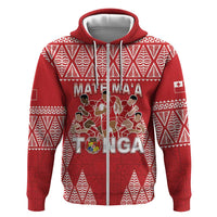 Custom Tonga Rugby Hoodie Tonga Mate Ma'a Take The Lead LT05 Zip Hoodie Red - Polynesian Pride