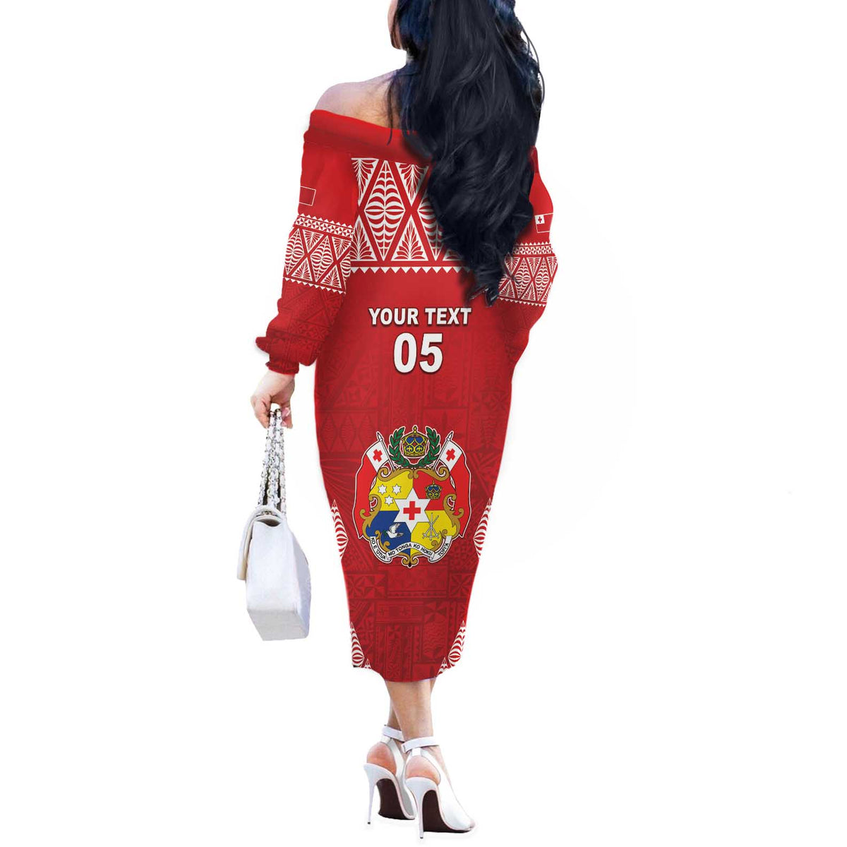 Custom Tonga Rugby Off The Shoulder Long Sleeve Dress Tonga Mate Ma'a Take The Lead