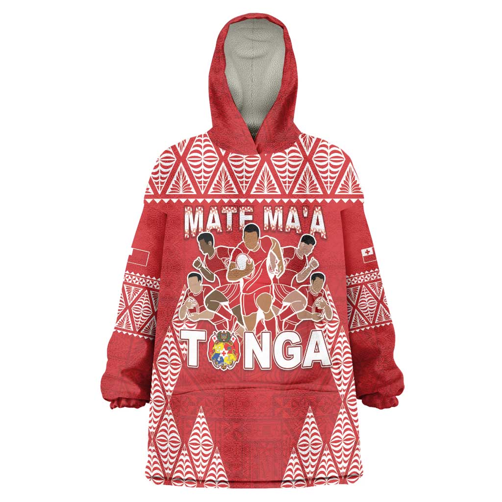 Custom Tonga Rugby Wearable Blanket Hoodie Tonga Mate Ma'a Take The Lead LT05 One Size Red - Polynesian Pride