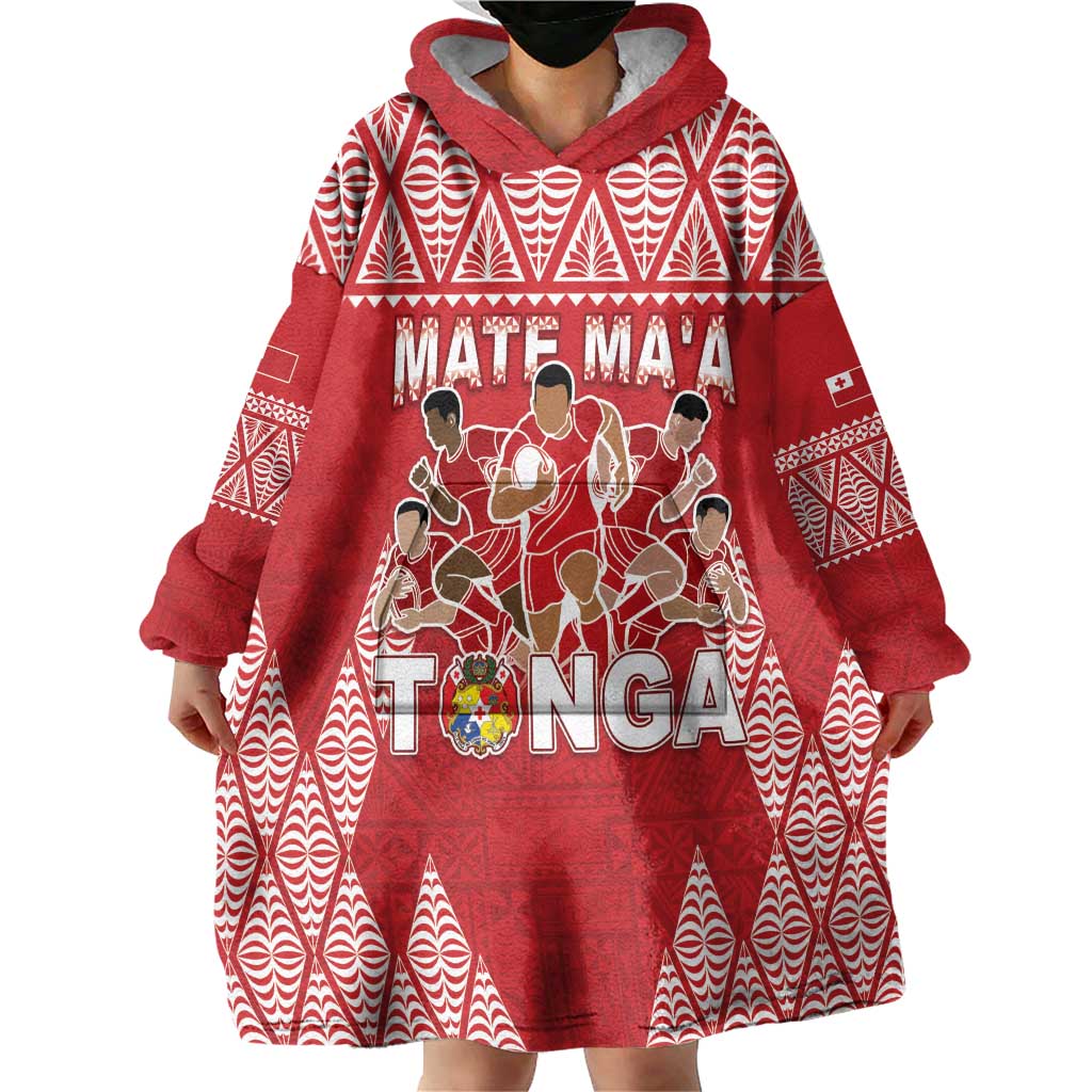 Custom Tonga Rugby Wearable Blanket Hoodie Tonga Mate Ma'a Take The Lead LT05 - Polynesian Pride