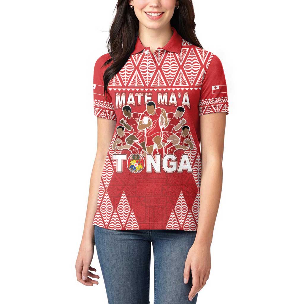 Custom Tonga Rugby Women Polo Shirt Tonga Mate Ma'a Take The Lead
