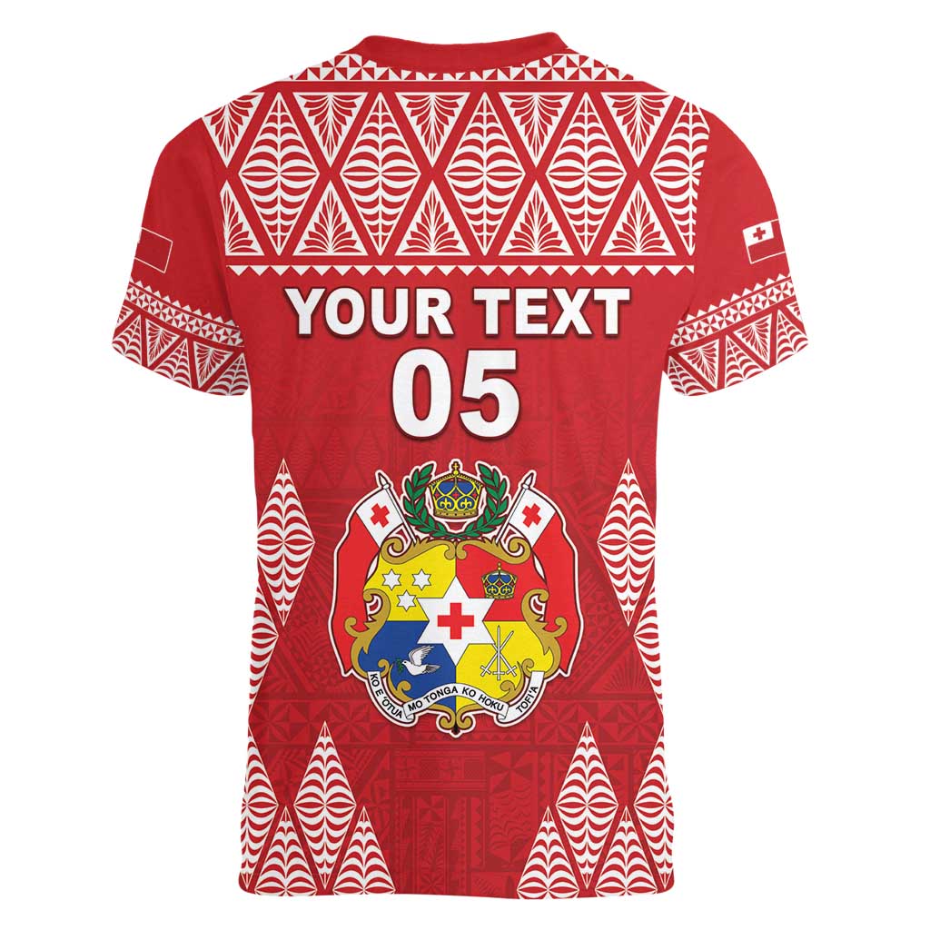 Custom Tonga Rugby Women V-Neck T-Shirt Tonga Mate Ma'a Take The Lead LT05 - Polynesian Pride