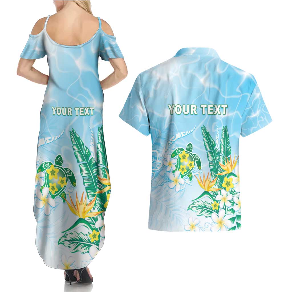 Personalised 2025 Aloha Hawaii Couples Matching Summer Maxi Dress and Hawaiian Shirt Tropical Flowers And Honu