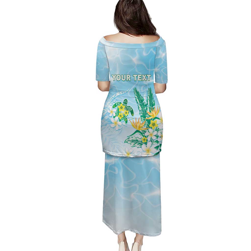 Personalised 2025 Aloha Hawaii Puletasi Tropical Flowers And Honu