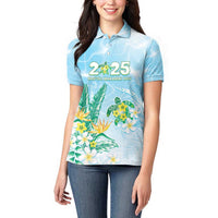 Personalised 2025 Aloha Hawaii Women Polo Shirt Tropical Flowers And Honu