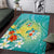 Hawaii Honu Area Rug Tropical Flowers Turquoise Gradient