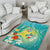 Hawaii Honu Area Rug Tropical Flowers Turquoise Gradient