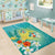 Hawaii Honu Area Rug Tropical Flowers Turquoise Gradient