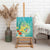 Hawaii Honu Canvas Wall Art Tropical Flowers Turquoise Gradient