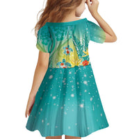 Hawaii Honu Family Matching Puletasi and Hawaiian Shirt Tropical Flowers Turquoise Gradient LT05 - Polynesian Pride