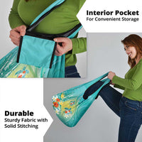 Hawaii Honu Grocery Bag Tropical Flowers Turquoise Gradient