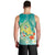 Hawaii Honu Men Tank Top Tropical Flowers Turquoise Gradient