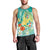 Hawaii Honu Men Tank Top Tropical Flowers Turquoise Gradient