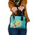 Hawaii Honu Shoulder Handbag Tropical Flowers Turquoise Gradient