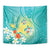 Hawaii Honu Tapestry Tropical Flowers Turquoise Gradient