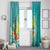 Hawaii Honu Window Curtain Tropical Flowers Turquoise Gradient